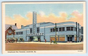 LOUISVILLE, Kentucky KY ~ Art Deco GREYHOUND BUS TERMINAL c1930s Linen Postcard