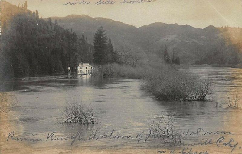 Russian River near Guerneville City CA Real Photo Postcard