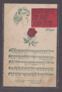 Ca 1905-1906 ROSE SAID, RARE MUSIC POST CARD W/LYRICS & ILLUSTRATED IN COLOR