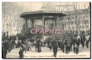 Postcard Old Kiosk Toulon Place d & # 39armes during a military concert