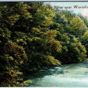 c1900s Waverly, IA Greetings Scene Cedar River Gilt Text to Fairbank Teagul A226