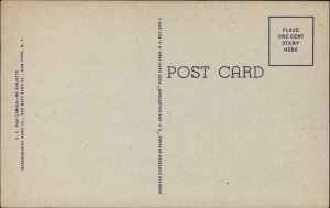 Lyndesboro New Hampshire NH  Man Car Fish Comic Linen c1930s-40s Postcard