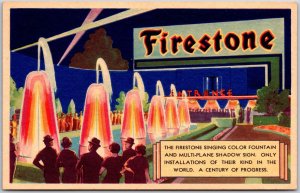 Firestone Singing Color Fountain  Colored Lights Chicago World's Fair Postcard