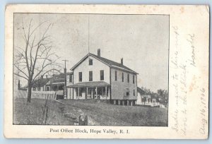 Hope Valley Rhode Island Postcard Post Office Block Field c1906 Vintage Antique