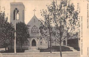 Greenville Ohio St Pauls Episcopal Church Street View Antique Postcard K71034