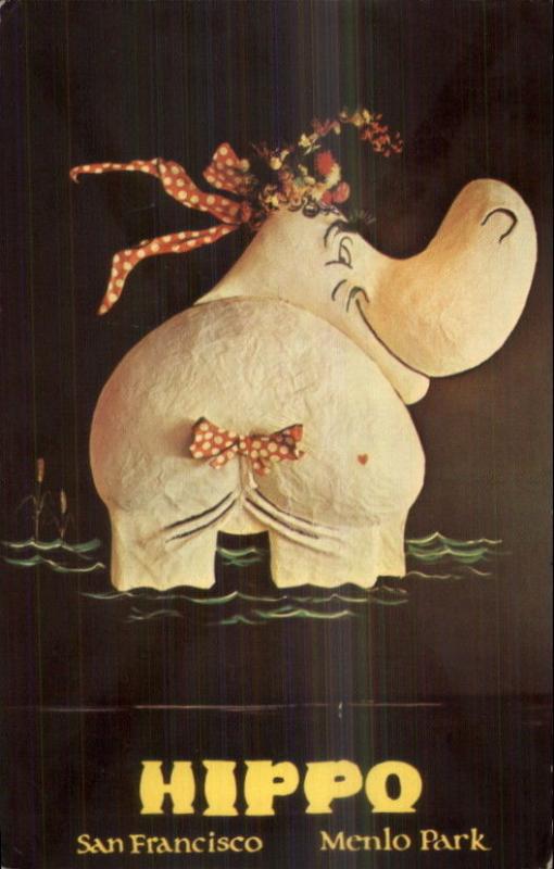 Food Hippo Hamburgers Fast Food? Menlo Park San Francisco CA Postcard