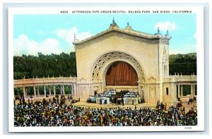 Postcard Afternoon Pipe Organ Recital, Balboa Park San Diego CA G18 * 1