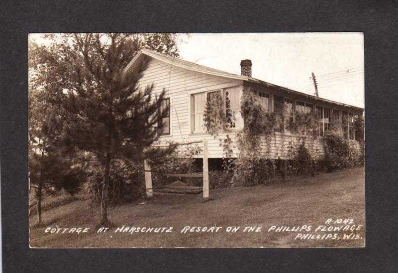 WI Cottage Harschutz Resort Phillips Flowage Wisconsin RPPC Real Photo Postcard