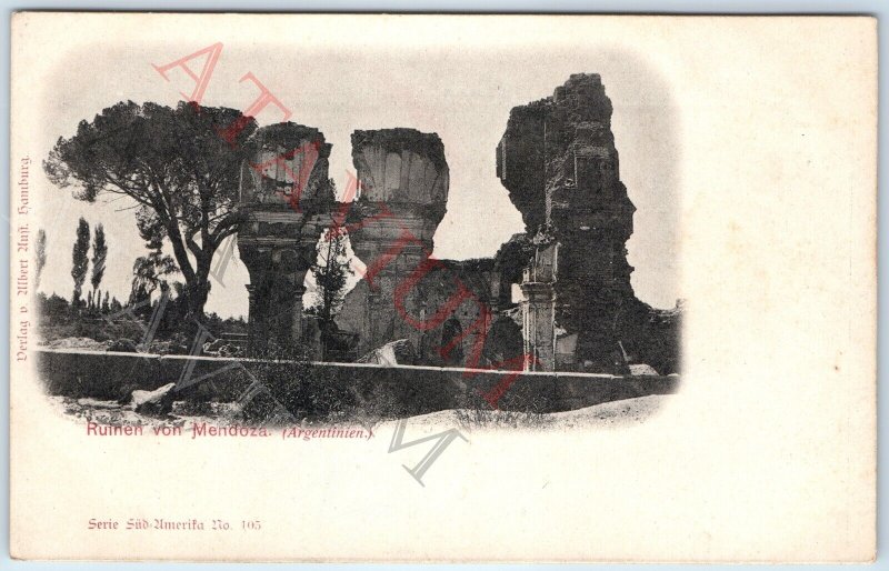 c1900s UDB Mendoza, Argentina Ruins Collotype Photo by Albert Aust. Hamburg A193