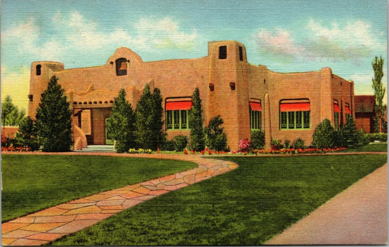 Vintage 1930's Public Library Building Albuquerque New Mexico NM Linen Postcard