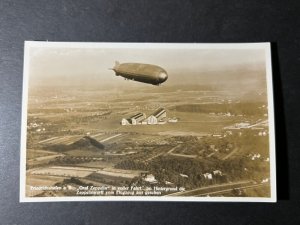 Mint Germany Postcard RPPC LZ 127 Graf Zeppelin In Flight Friedrichshafen