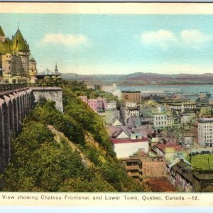 c1920s Quebec, Canada Lower Town Citadel Chateau Frontenac Hotel Postcard A78