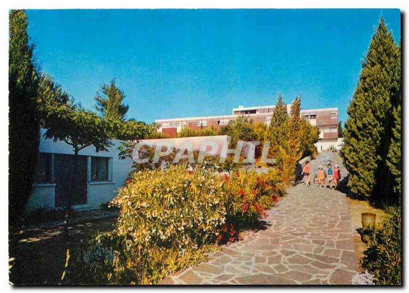 Postcard Modern Family Holiday Village The central pavilion seen from the par...