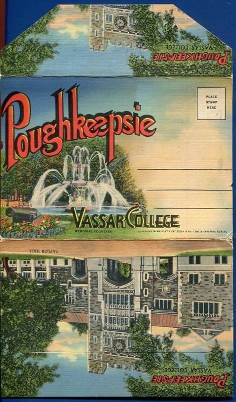 Poughkeepsie Vassar College New York ny souvenir Postcard Folder foldout