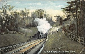 Berkshire Hills Massachusetts 1909 Postcard B&A Railroad Train State Line Tunnel