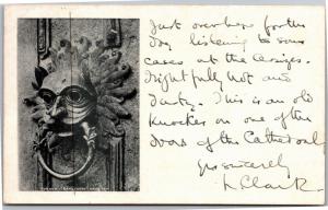 Door Knocker, Durham Cathedral Sanctuary c1901 UDB Vintage Postcard I12