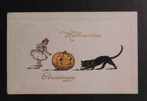 USA Halloween Postcard Cover 1911 Rottstown PA to VA Greetings Black Cat