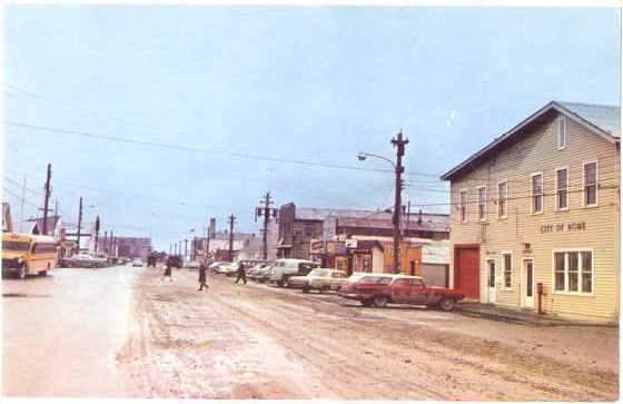 Main Street with City Hall in Nome, Alaska, AK, Pre-zip code Chrome