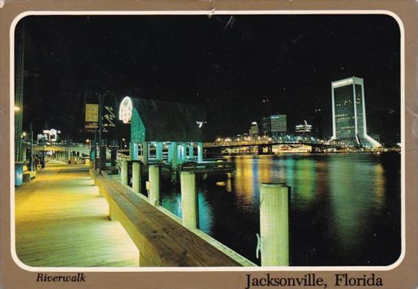 Florida Jacksonville Riverwalk At Night