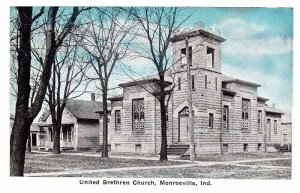 Postcard CHURCH SCENE Monroeville Indiana IN AP3395