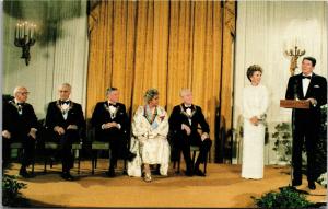 President Reagan, Nancy, Kennedy Center Honors Frank Sinatra c1983 Postcard J13