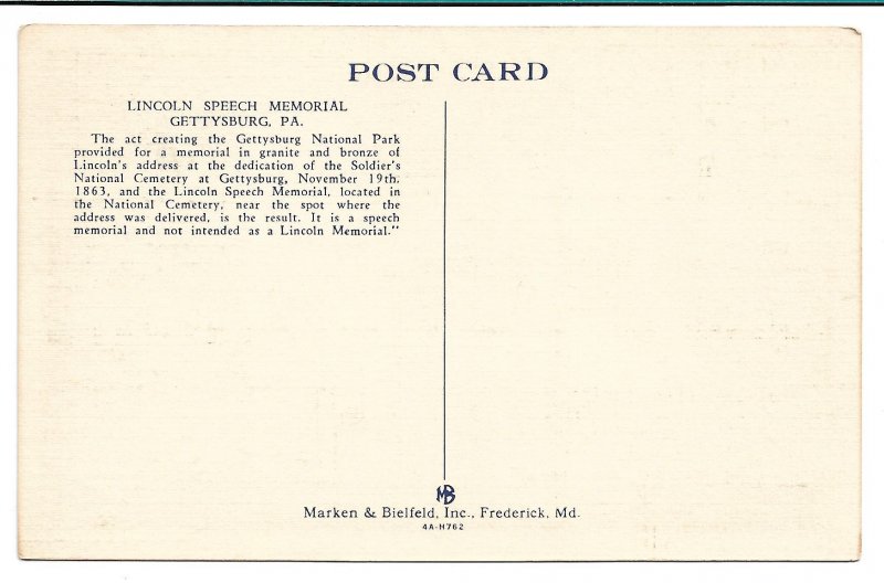 Gettysburg, PA - Lincoln Speech Memorial