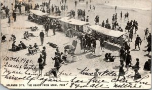 Vtg Atlantic City NJ Beach from Steel Pier Bathers 1902 UDB Early View Postcard