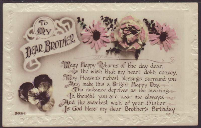 Brothers Birthday,Flowers Postcard