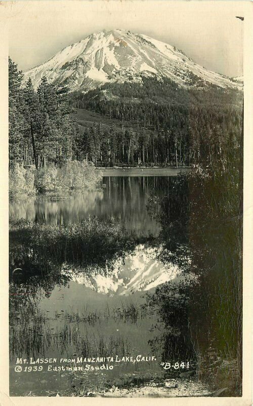 Eastman Studios Mt Lassen Manzanita Lake California RPPC Photo Postcard 20-3155