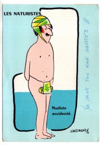 Les Naturistes, French Humour, Accidental Nudist,  Penis in Bandage, Used 1967