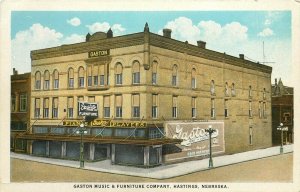 c1920 Postcard; Hastings NE, Gaston Music Store & Furniture Co., Pianos etc.