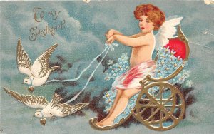 G47/ Valentine's Day Love Holiday Postcard c1910 Cupid Carriage Doves 10