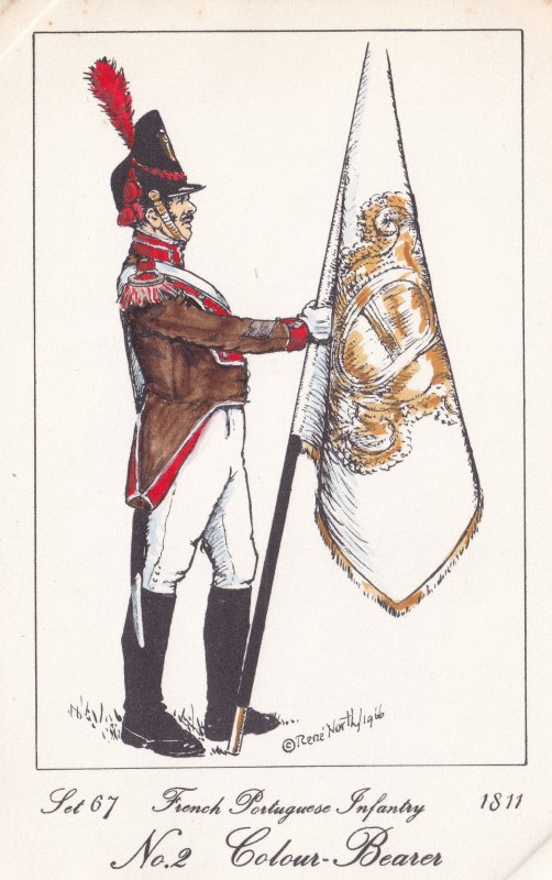 French Portuguese Infantry Army Colour Bearer Napoleonic War Soldier PB Postcard