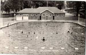 RPPC Municipal Pool, Algona IA Vintage Postcard C47