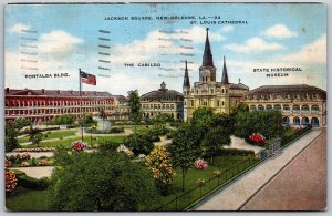 Vtg New Orleans Louisiana LA Jackson Square Cathedral Museum Cabildo Postcard