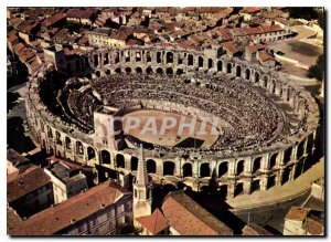 Postcard Modern Arles Bouches du Rhone Les Arenes by air a day bullfighting