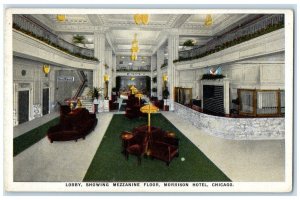 c1920 Lobby Showing Mezzanine Floor Morrison Hotel Chicago Illinois IL Postcard