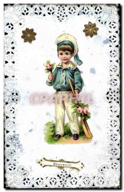 Postcard Fantasy Flowers Embroidery Old Child