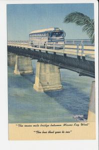FL LN Key West Seven Mile Bridge Greyhound Bus Linen