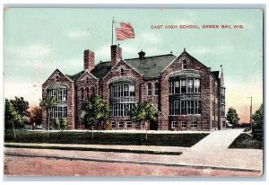 Green Bay Wisconsin WI Postcard East High School Building Exterior c1910 Antique