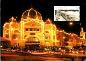 Finders St Railway Station Melbourne Australia Postage Stamp Maximum Postcard