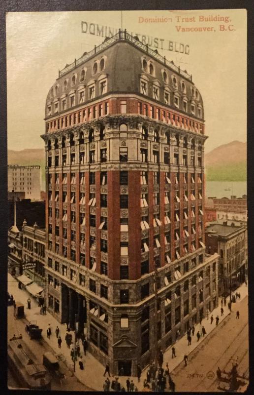 Vintage Postcard Unused c1920s Dominion Trust Building Vancouver BC Canada LB