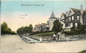 c1907 Chromograph Postcard King Street Residence Scene Portland OR posted