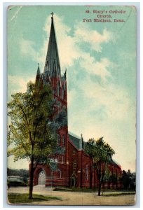 1916 St. Mary's Catholic Church Fort Madison Iowa IA Posted Antique Postcard