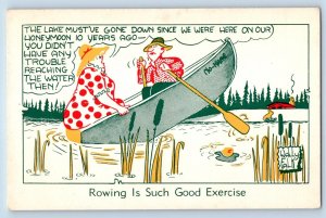 Wally Falk Signed Postcard Fat Woman Boat Sinking The Lake Must've Gone Down