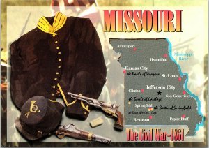 VINTAGE CONTINENTAL SIZE POSTCARD MISSOURI IN THE CIVIL WAR - 1861