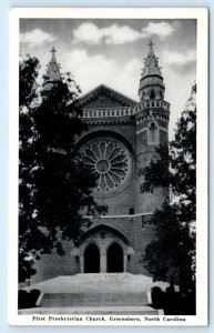 GREENSBORO, NC North Carolina ~ First PRESBYTERIAN CHURCH c1940s  Postcard