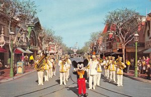 Mickey Mouse & Marching Band DISNEYLAND Main Street c1960s Vintage Postcard