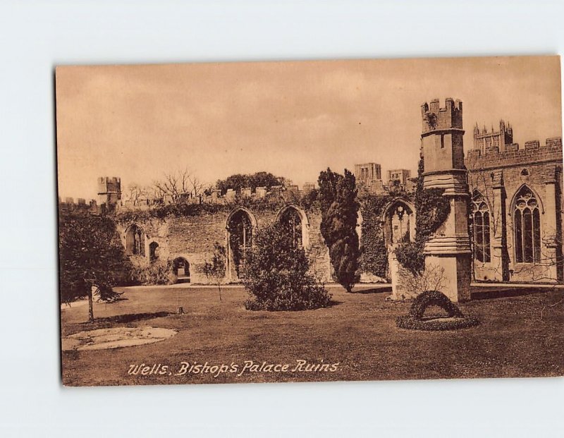 Postcard Bishops Palace Ruins Wells England