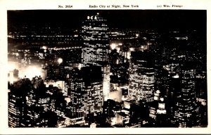 New York City Radio City At Night 1945 Real Photo